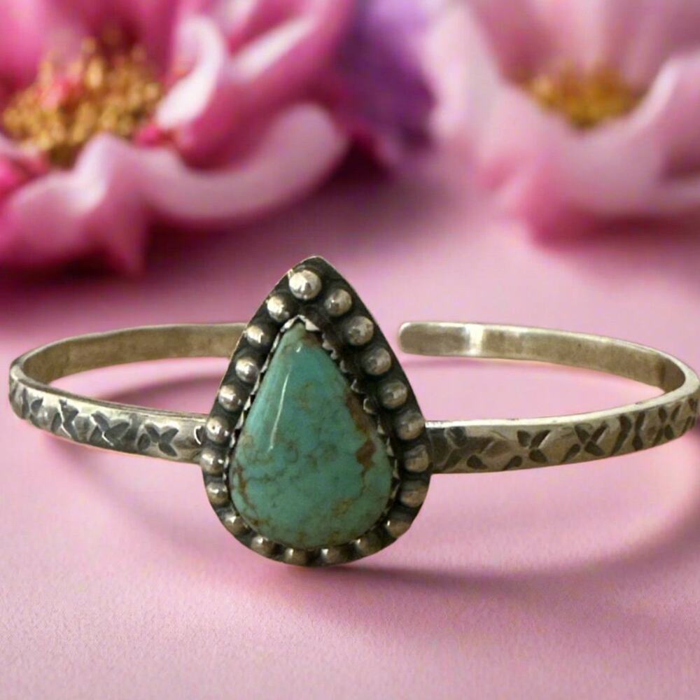 Natural Blue/Green Turquoise southwestern tough bracelet .925 Sterling